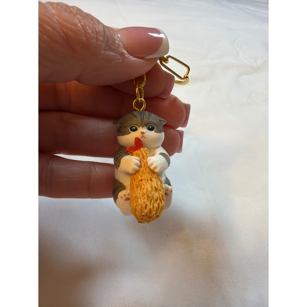 Mofusand Kitan Club Cat Fried Shrimp Keychain Grey Tabby Ebi Furai Bag Charm